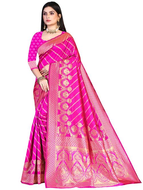 floral woven saree with blouse - 19861821 - Very Small Image - 1