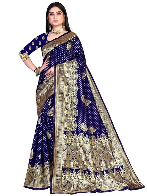 self design woven saree with blouse - 19861864 - Very Small Image - 1