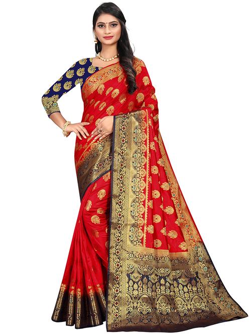 floral woven saree with blouse - 19861879 - Very Small Image - 1
