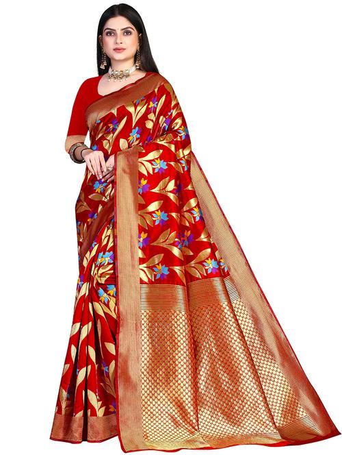 floral woven saree - 19861881 - Very Small Image - 1