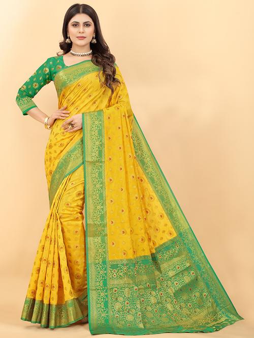 zari woven banarasi saree with blouse - 19861893 - Very Small Image - 1