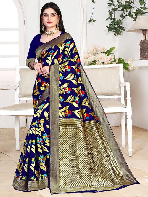 zari woven banarasi saree with blouse - 19861929 - Very Small Image - 1