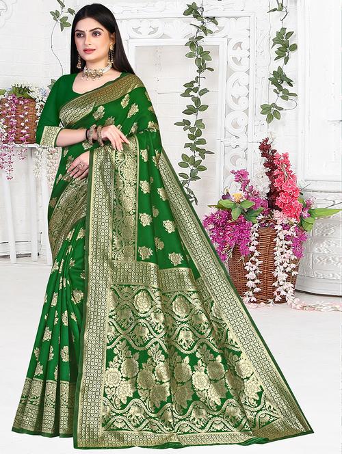 zari woven banarasi saree with blouse - 19861940 - Very Small Image - 1