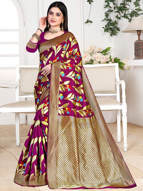 ethnic motif banarasi saree with blouse - 19861945 - Very Small Image - 1