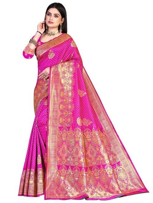 ethnic motif banarasi saree with blouse - 19861972 - Very Small Image - 1