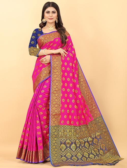 zari woven kanjivaram saree with blouse - 19862005 - Very Small Image - 1