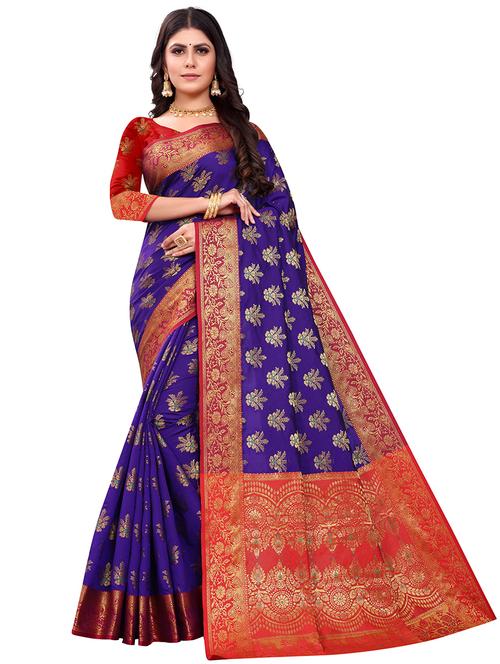 zari woven kanjivaram saree with blouse - 19862022 - Very Small Image - 1