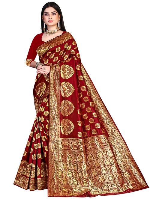 zari woven banarasi saree with blouse - 19862026 - Very Small Image - 1