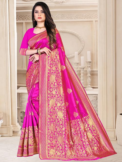 zari woven banarasi saree with blouse - 19862040 - Very Small Image - 1