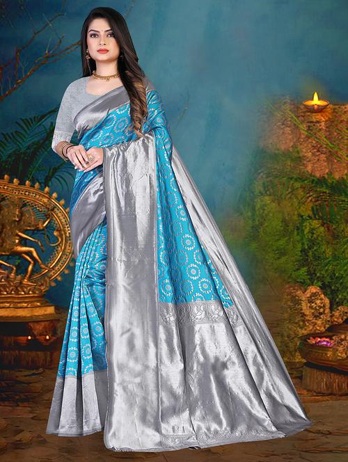 zari woven banarasi saree with blouse - 19862082 - Very Small Image - 1