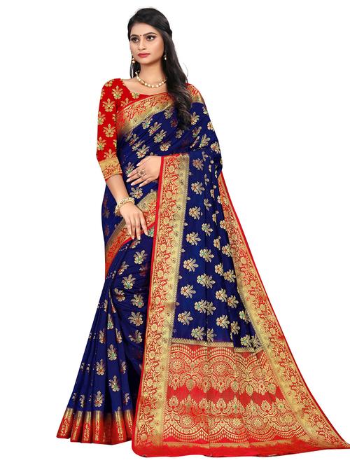 ethnic motif banarasi saree with blouse - 19862120 - Very Small Image - 1