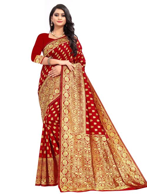 zari woven banarasi saree with blouse - 19862144 - Very Small Image - 1