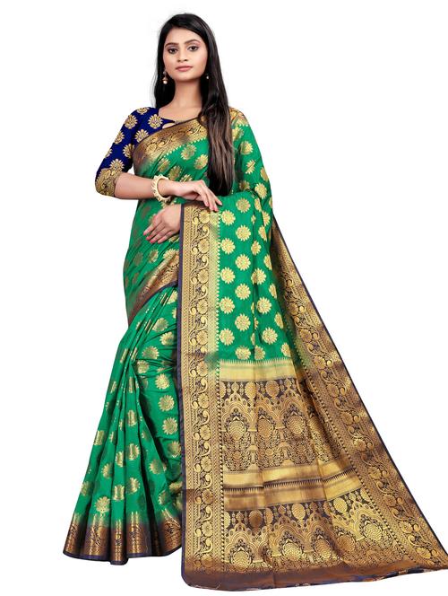 zari woven kanjivaram saree with blouse - 19862153 - Very Small Image - 1