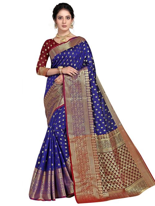 zari woven banarasi saree with blouse - 19862170 - Very Small Image - 1