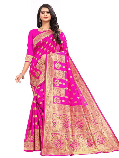 ethnic motif kanjivaram saree with blouse - 19862171 - Very Small Image - 1