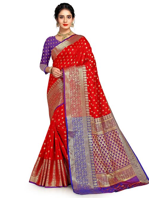 zari woven banarasi saree with blouse - 19862172 - Very Small Image - 1
