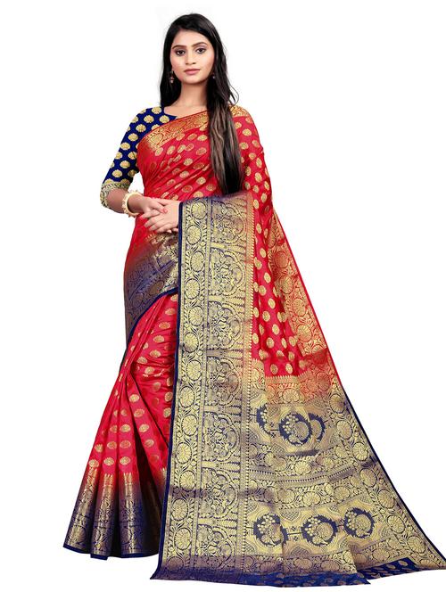 ethnic motif kanjivaram saree with blouse - 19862174 - Very Small Image - 1