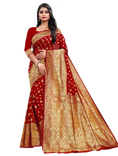 ethnic motif banarasi saree with blouse - 19862178 - Very Small Image - 1