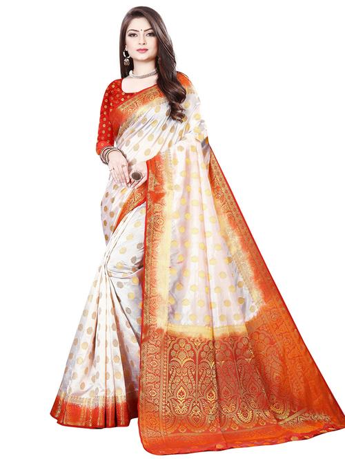 ethnic motif kanjivaram saree with blouse - 19862181 - Very Small Image - 1
