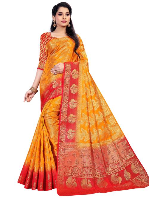 zari woven kanjivaram saree with blouse - 19862182 - Very Small Image - 1