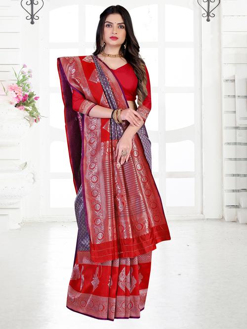 zari woven kanjivaram saree with blouse - 19862183 - Very Small Image - 1