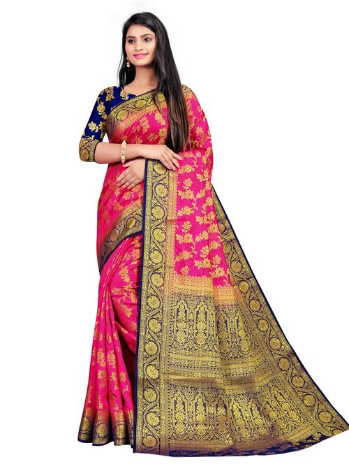 zari woven kanjivaram saree with blouse - 19862184 - Very Small Image - 1