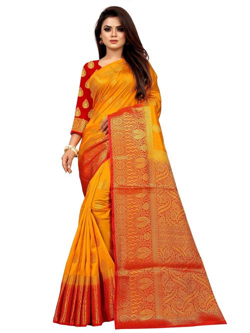 ethnic motif kanjivaram saree with blouse - 19862192 - Very Small Image - 1