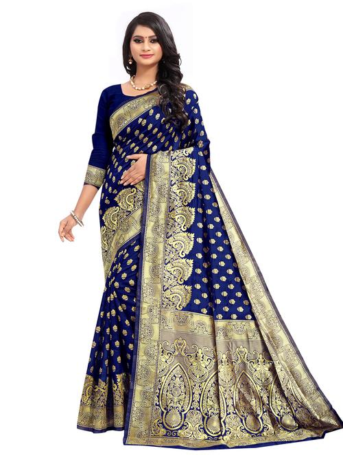 zari woven banarasi saree with blouse - 19862210 - Very Small Image - 1