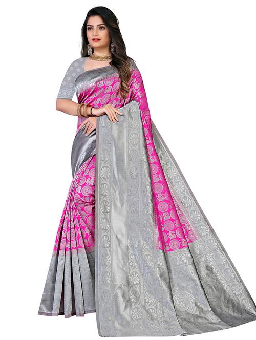 zari woven kanjivaram saree with blouse - 19862307 - Very Small Image - 1