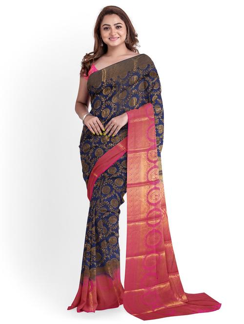 ethnic motif banarasi saree with blouse - 19862420 - Very Small Image - 1
