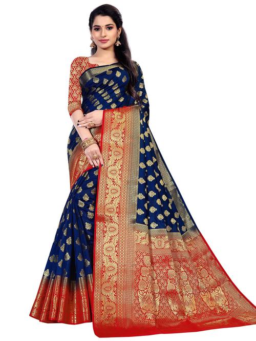 ethnic motif kanjivaram saree with blouse - 19862438 - Very Small Image - 1