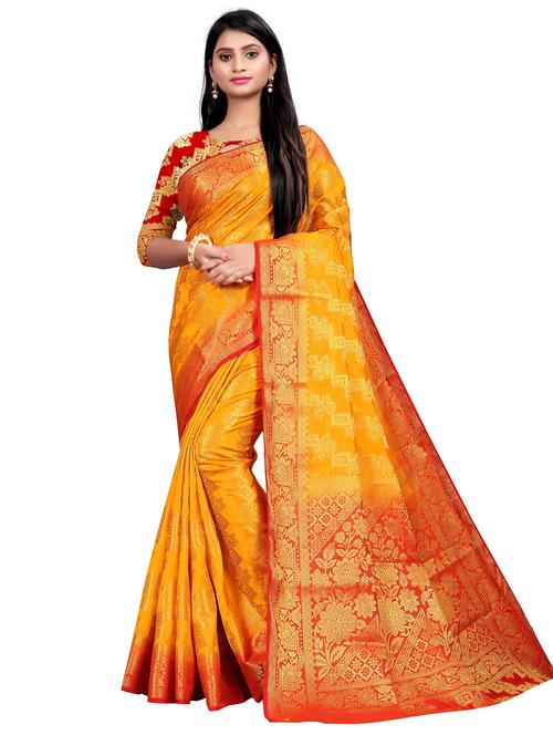ethnic motif kanjivaram saree with blouse - 19862453 - Very Small Image - 1