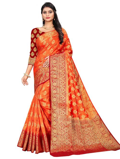 ethnic motif banarasi saree with blouse - 19862490 - Very Small Image - 1