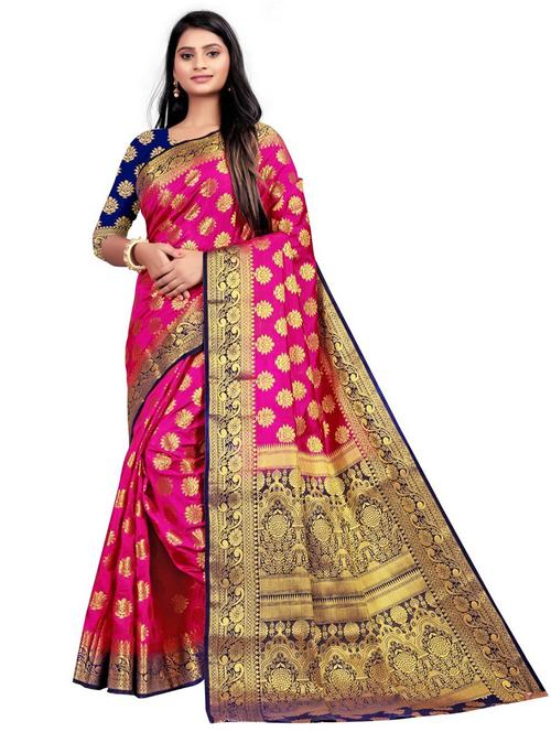 ethnic motif kanjivaram saree with blouse - 19862517 - Very Small Image - 1