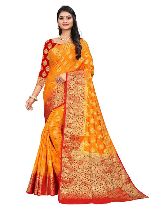 ethnic motif banarasi saree with blouse - 19862526 - Very Small Image - 1
