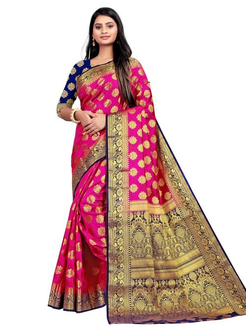 ethnic motif banarasi saree with blouse - 19862569 - Very Small Image - 1