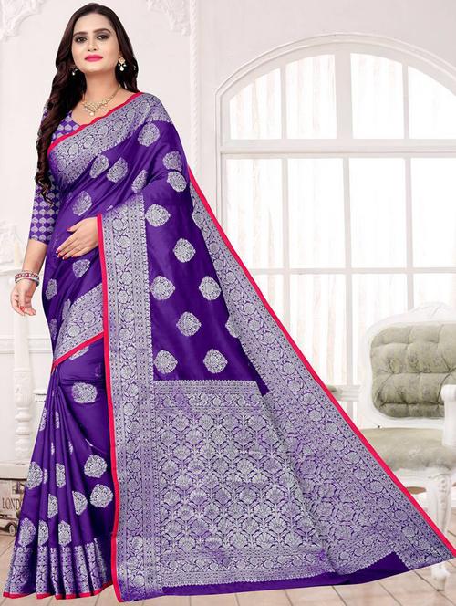 ethnic motif kanjivaram saree with blouse - 19862835 - Very Small Image - 1
