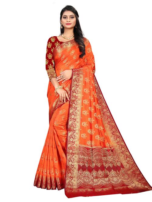 ethnic motif banarasi saree with blouse - 19862921 - Very Small Image - 1
