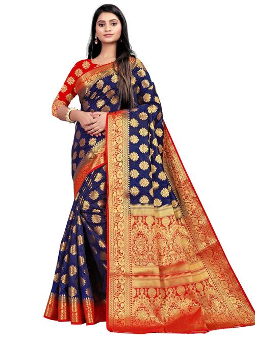 ethnic motif banarasi saree with blouse - 19862923 - Very Small Image - 1