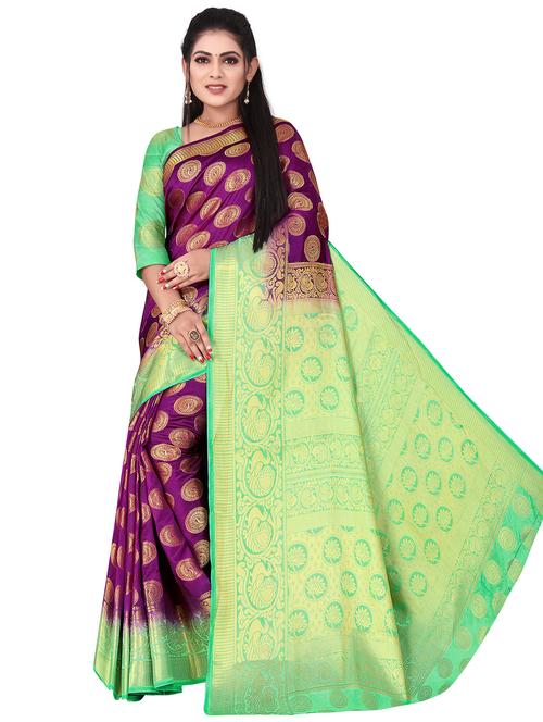 ethnic motif kanjivaram saree with blouse - 19862948 - Very Small Image - 1