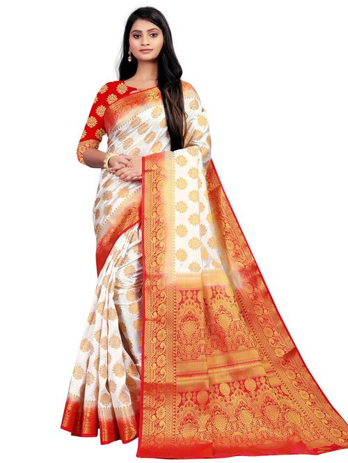 ethnic motif banarasi saree with blouse - 19862968 - Very Small Image - 1