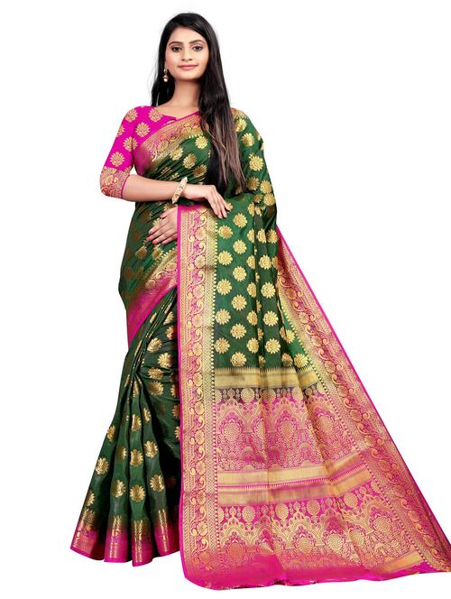 ethnic motif banarasi saree with blouse - 19862969 - Very Small Image - 1