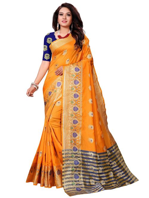 ethnic motif banarasi saree with blouse - 19862979 - Very Small Image - 1