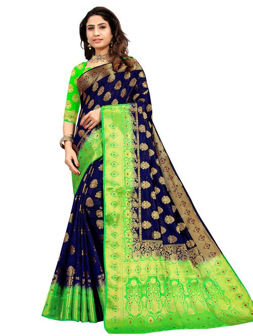 zari woven kanjivaram saree with blouse - 19862991 - Very Small Image - 1