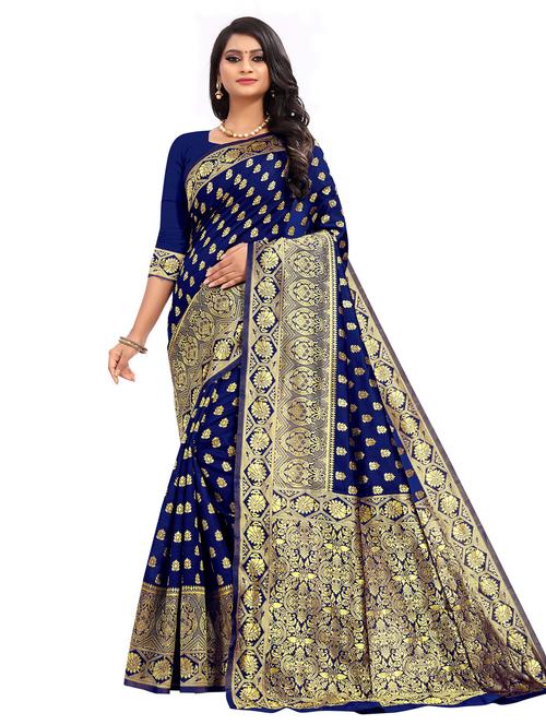 zari woven kanjivaram saree with blouse - 19863006 - Very Small Image - 1