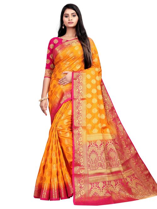 ethnic motif banarasi saree with blouse - 19863010 - Very Small Image - 1