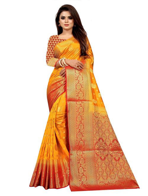 ethnic motif banarasi saree with blouse - 19863015 - Very Small Image - 1