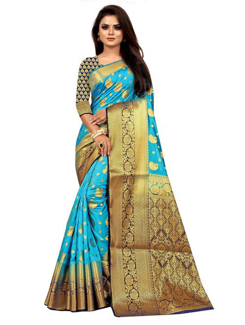 ethnic motif kanjivaram saree with blouse - 19863018 - Very Small Image - 1
