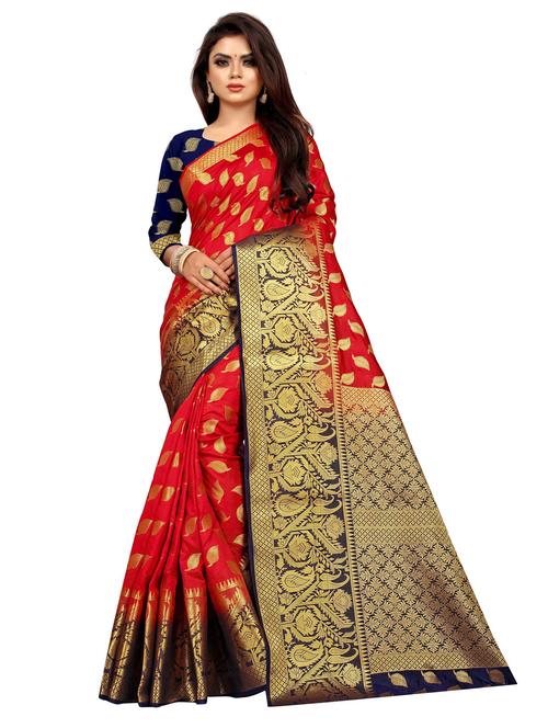 ethnic motif kanjivaram saree with blouse - 19863019 - Very Small Image - 1