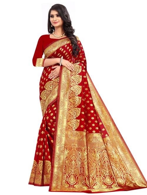 ethnic motif kanjivaram saree with blouse - 19863020 - Very Small Image - 1